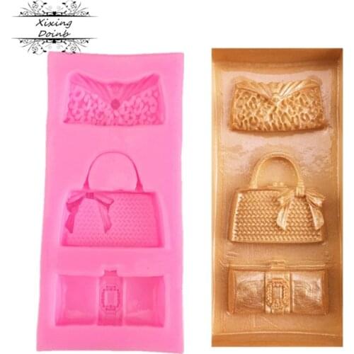 3D Women Bags Shaped Silicone Cake Sugar craft Fondant Mold Party Chocolate Mould Chicken Baking Cookie Tools