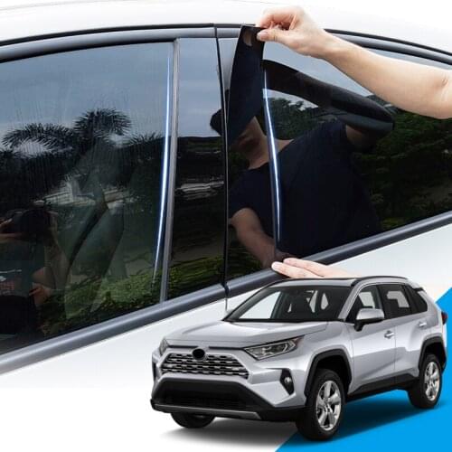 8pcs Car Styling PVC Car Window Pillar Trim Sticker Middle BC Column Stickers External Car Accessories For Toyota RAV4 2006-2020