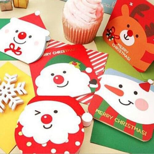 9sets cute cartoon Merry Christmas mini greeting cards with envelopes set kawaii stationery scrapbooking craft