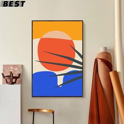 Abstract Sunrise Scene Colorful Canvas Painting Geometric Wall Art Prints Poster Picture Gallery Living Room Interior Home Decor