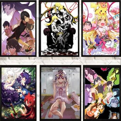 Anime Bakemonogatari Senjougahara Hitagi oshino shinobu Cute Cosplay Wall Poster Poster Home Decor Art