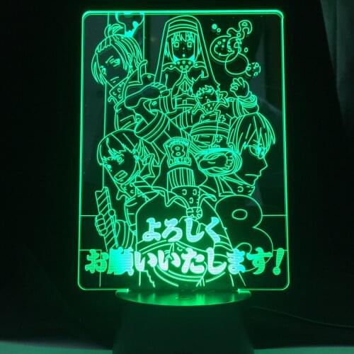 Joker Anime Lamp Fire Force Design Japanese Cartoon Lamp for Home Decor Birthday Gift Manga LED Night Lamp 3d Light