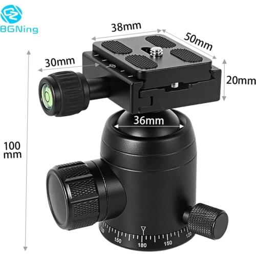 BGNing K36 Tripod 36mm 360° Rotation Panorama Ball Head Mount Stand Monopod with QR Plate for DSLR Camera Max Load 10kg