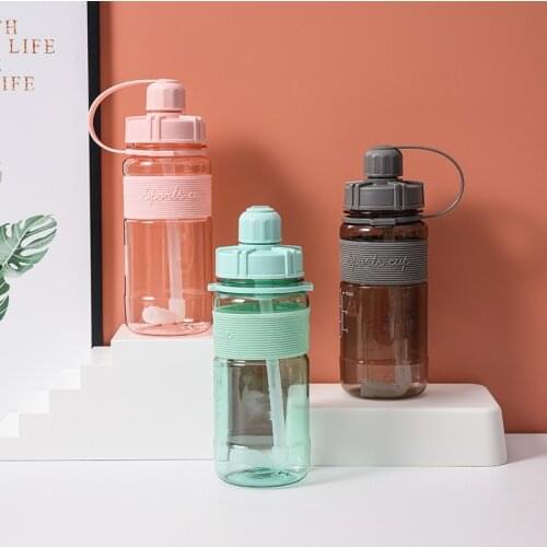 Water Bottle Large Capacity Water Cup 1000ML Outdoor Sports Water Bottle Silicone Water Bottle With Scale Plastic Cup With Strap