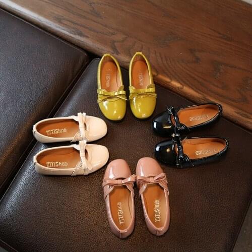 Girls Leather Shoes for Children Wedding Dress Princess Dance Shoes Kids Summer Fashion Bow-knot Black Student Sandals D464