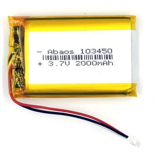 103450 3.7V 2000mAh Li-Polymer Rechargeable Battery Lithium 3-PH1.25 Li-Po ion for DVD PAD GPS camera Speaker laptop