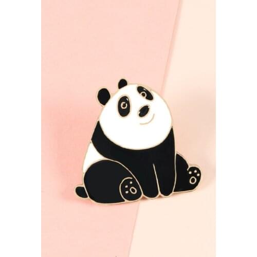 Cartoon Cute Panda Enamel Brooch Metal Funny Bear Badge Animal Lapel Pins Trendy Childrens Clothing Shirt Backpack Jewelry Gift
