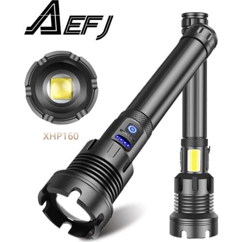 XHP160 Powerful Flashlight 16-core Brightest Lantern Zoomable 26650 Camping USB Rechargeable Tactical Hunting COB Torch