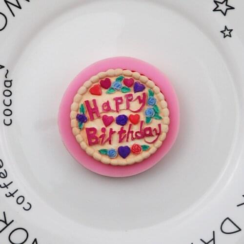 Lace round Happy Birthday Fondant Silicone Mold Decorative Epoxy Mold XGY-289