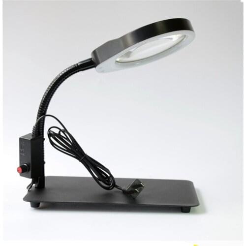 Dimmable LED Magnifying Desk Lamp 8X 125MM Desk Magnifying Glass With LED Lamp Lupa Loupeg Magnifier Glass for Close Work