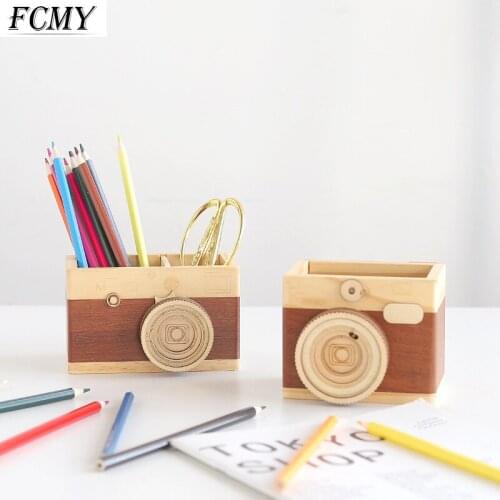 Creativity Desktop Organizer Cute Wooden Storage Box Remote Control Phone Pen Container Cute Desk Organizer School Supplies