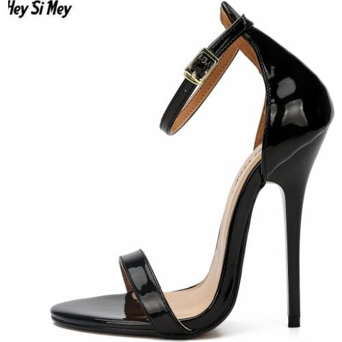 HSM zapatos mujer stiletto ladies crossdresser sandals 14cm Thin High heels Bridal shoes woman Ankle strap Leopard Print pumps
