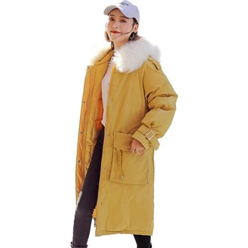 New Parker overcome female thick down cotton jackets womens medium long Korean loose winter hooded coats jacket Womens