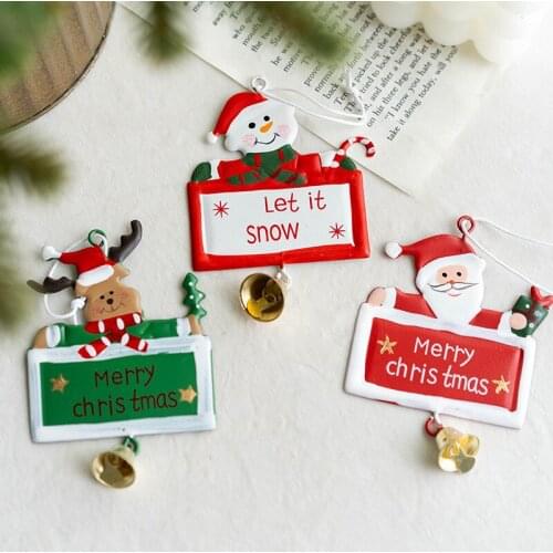 New Year 2022 Noel Christmas Wrought Iron Pendant Wooden Christmas Ornaments Kids Toys For Chirstmas Tree Hanging Pendants