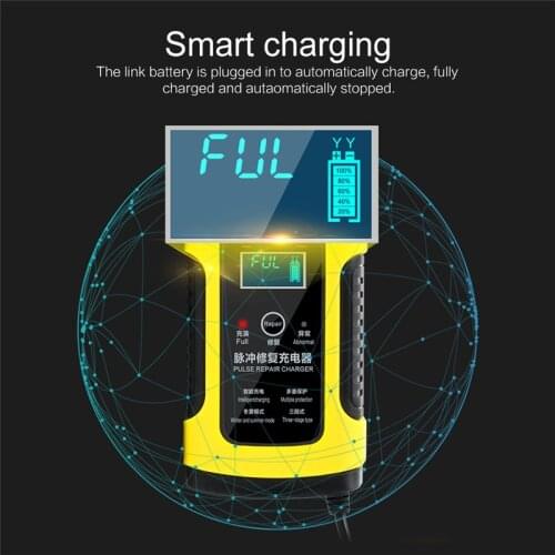 110V To 220V To 12V 6A Motorcycle Car Charger Full Automatic Car Battery Charger LCD Display Fast Power Charging US/EU/AU Plug