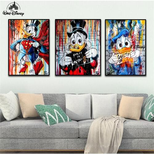 Disney Donald Duck Poster Mickey Mouse Anime Canvas Painting Print On Wall Picture For Living Room Home Decor