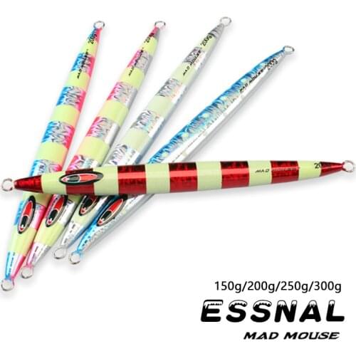 MADMOUSE Sinking Fast Speed Vertical Metal Jig 150g 200g 250g 300g Luminous Fish Lures Jigging Saltwater Boating Fishing Lure