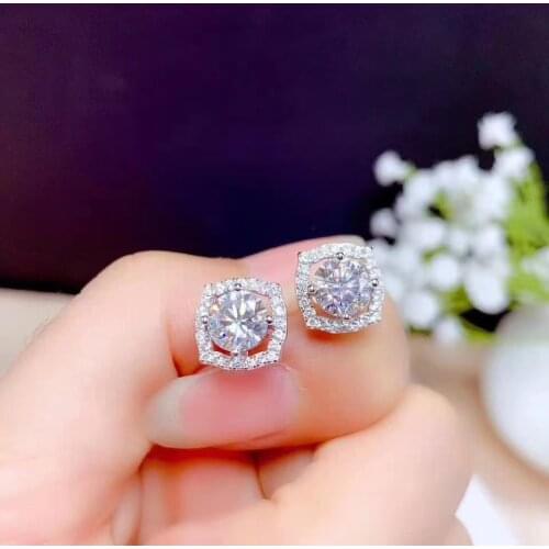 Romantic Lab Moissanite Stud Earring 100% Real 925 sterling silver Jewelry Party Wedding Earrings for Women Bridal Gift