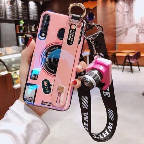 For Samsung Galaxy S21 S20 FE Ultra Note 20 10 S10 S9 A32 A52 A72 A51 A71 Case Silicon IMD Wrist Strap Hand Cover Lanyard Funda