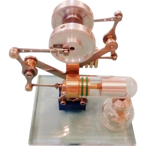 Crystal Glass Bottom Plate Brass Cylinder Miniature Balance DIY Stirling Engine Model Science Toys for Children