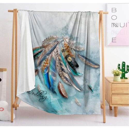 Feather mexican luxury animal crossing fabric blanket for bed custom photo weighted tapestry throw h fuzzy blanket