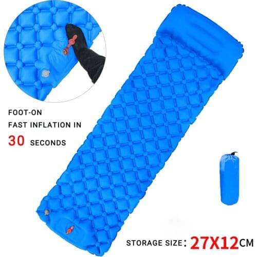 Camping Inflatable Mattress with Pillows Outdoor Sleeping Pad Travel Mat Folding Bed Ultralight Air Cushion Hiking Trekking