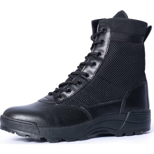Outdoor Men Summer Breathable Quick Dry Mesh Tactical Combat Boots Hiking Camping Ultralight High-Top Training Sports Shoes
