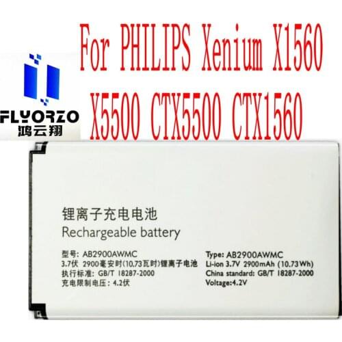 High Quality 2900mAh AB2900AWMC Battery For PHILIPS Xenium X1560 X5500 CTX5500 CTX1560 Mobile Phone