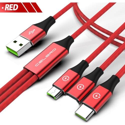 3 In 1 Multi USB Charging Cable for Lenovo Motorola LG Universal Multiple Micro USB Type C Charger Cabel USBC Charge Cord Wire