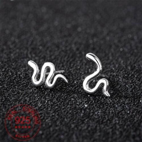 Women 's Stud Earrings Fashion Snake Shape 925 Sterling Silver Wild Trendy Cute Animal Cartilage Earrings Korean Indian Jewelry