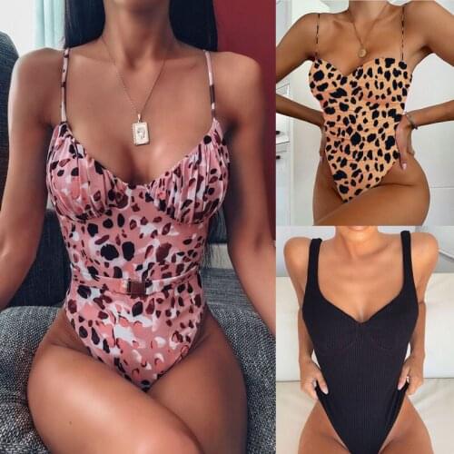 2021 Women One Piece Swimsuit Female Push Up BathingHighCut Swimwear Suit High Waist Swimming Suits For Women Solid Monokini