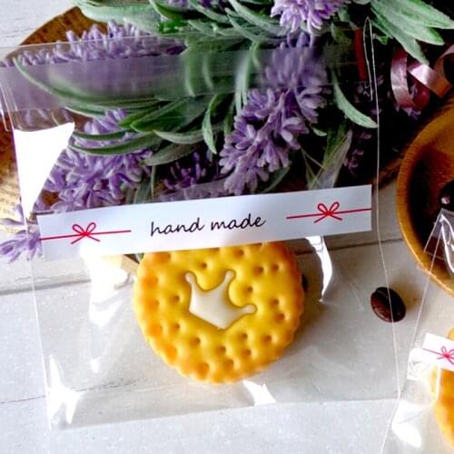 100pcs 2 Size Choose Bow Style Hand made Party Transparent Cookies Bags - Clear Cellophane Bag - Clear Candy Bags