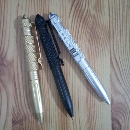 100pcs Practical Tactical Pens EDC Aluminum Glass Breaker Self Defense Tactical Survival Pen Multi-function Camping Writing Tool