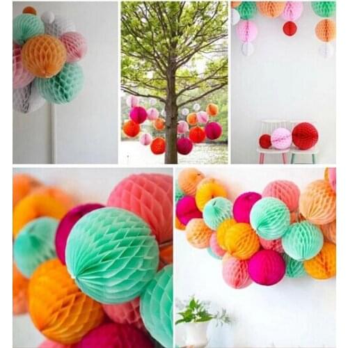12 inch(30cm) Tissue Paper Flowers balls pom Poms honeycomb lantern Party Decor Craft Wedding Birthday Decoration multi colors