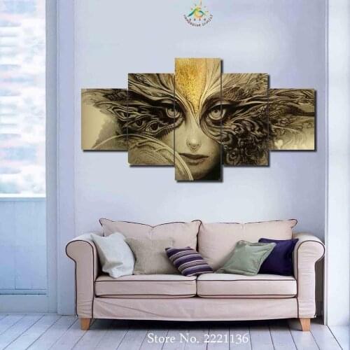 3-4-5 Piece Abstract Girl Wall Art Prints on Canvas Modern Pop Art Posters and prints for Room Decoration for Living Room