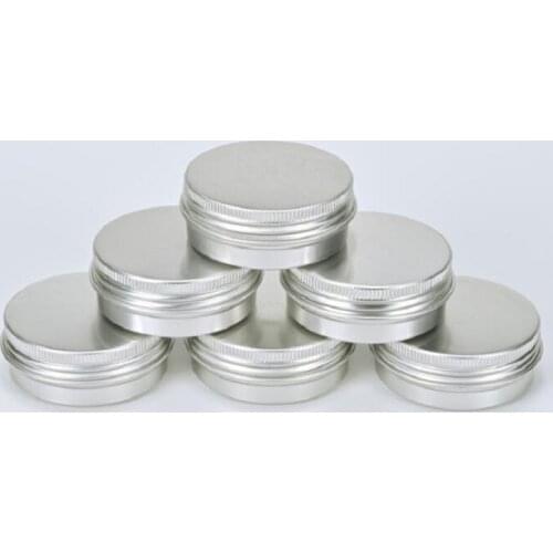 30Pcs 10g 20g 30g 50g 100g 250g Empty Silver Aluminum Tins Cans Screw Top Round Candle Spice Tins Cans with Screw Lid Containers