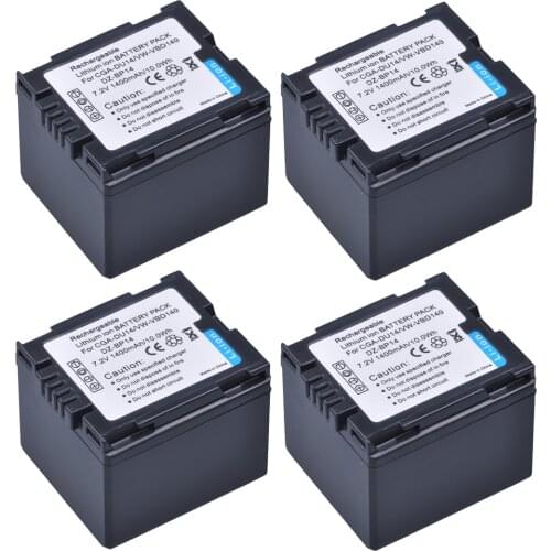 PowerTrust 4Pcs 7.2V 1400mAh CGA-DU14 CGA DU14 Camera Battery for Panasonic DU06 DU07 NV-GS10 VDR-M70/M50 CGA-DU12 VW-VBD140