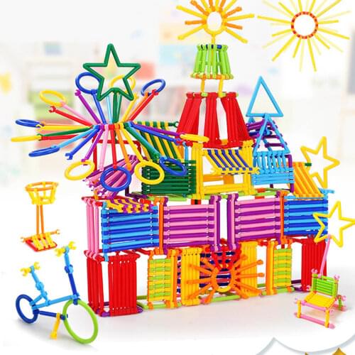 400pcs 3D Puzzle Building Blocks Bars Sticks Construction Engineering Set Early Educational Toys for Children Kids