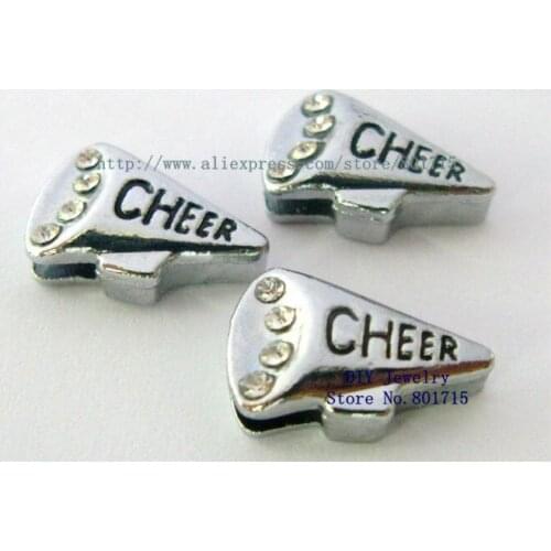 50pcs Rhinestone Loudspeaker 8mm Slide Charms Fit 8mm Belt Pet Collar