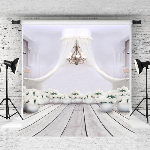 VinylBDS 10x20ft Indoor White Photo Background White Flowers Curtain Photography Backdrops Washable Photographic Background