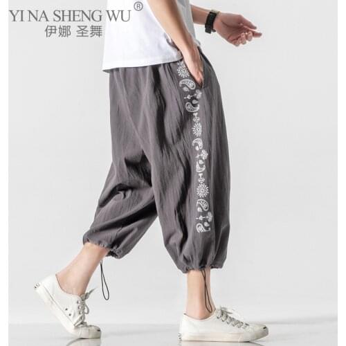 New Fashion Mens Casual Harajuku Loose Kimono Harem Pants Summer Trousers Mens Printed Asian Pants Male Chinese Style Pants 5XL
