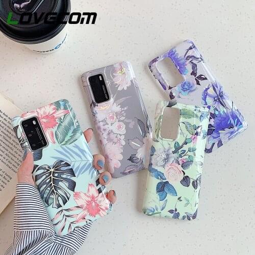 Laser Colorful Banana Leaf Flower Phone Case For Huawei P20 P30 P40 Lite P20 P30 P40 Pro Mate 20 30 Lite Soft IMD Phone Cover