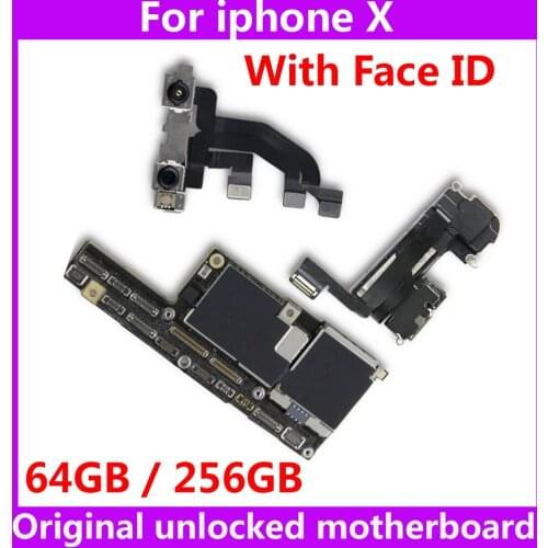 Clean iCloud Original motherboard for iphone X With / Without Face ID 64GB 256GB mainboard IOS system Full unlocked logic board