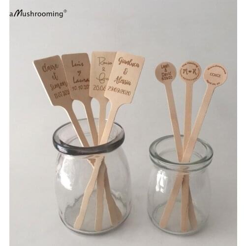 Wooden Coffee Stirrers Disposable Sticks for Buffet Table Decoration Custom Wedding Bridesmaid Cake Toppers Appetizer Signs