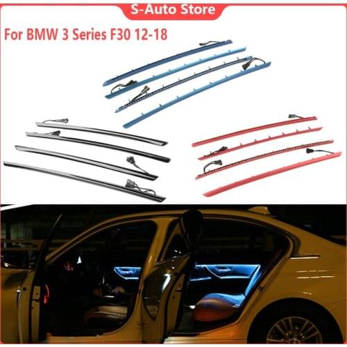 For BMW 3 Series F30 12-18 Four Interior Doors Panel LED Decorative Trims Lights With Blue And Orange Colors Atmosphere Lights