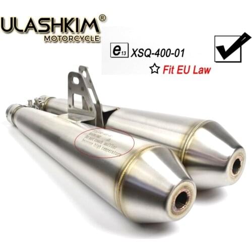 E13-XSQ-400-01 Mark Universal Motorcycle Exhaust Muffler Link Pipe 304 stainless steel Slip on Escape Add Power at least 25