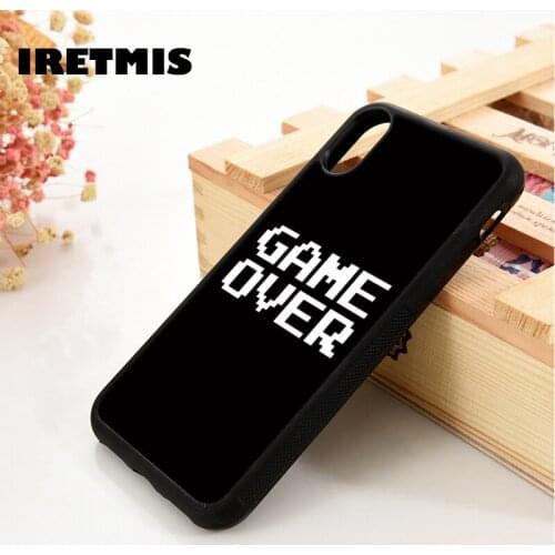 Iretmis 5 5S SE 6 6S Soft TPU Silicone phone case cover for iPhone 7 8 plus X Xs 11 Pro Max XR Game Over - Gamer Pixel Font Geek