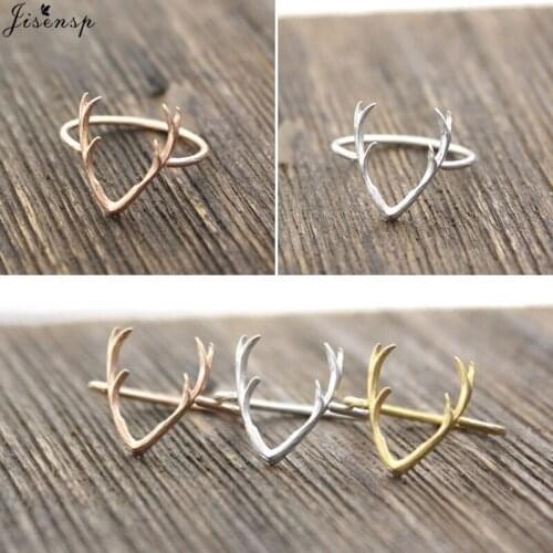 JisenspDelicate Design Vintage Antlers Birthday Rings Animal Deer Elk Rings Christmas Jewelry Gift for Women Men Wedding bijoux