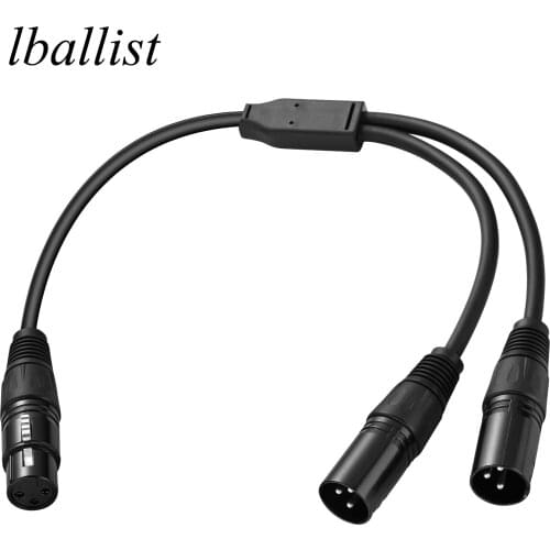 Bochara 30cm 3pin XLR Female to Dual XLR Male Y Splitter Cable Foil+Braided Shielded For Microphone Mixer Amplifier