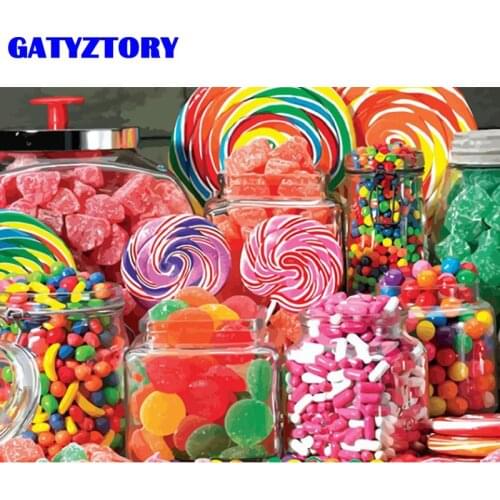 GATYZTORY Oil Painting By Number Colours Sugar Food Handpainted Art Pictures By Number For Adults Kits Diy Gift For Living Room